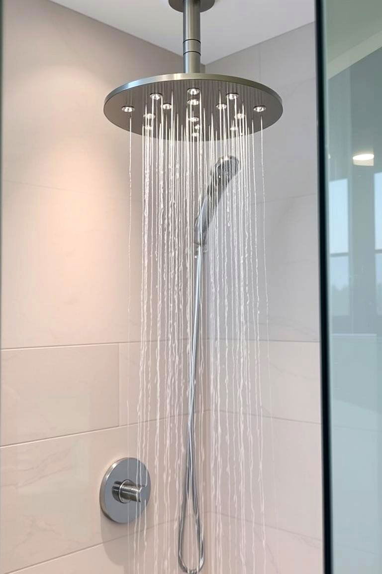Install a Rainfall Showerhead for a Luxurious Experience - 24 Bathroom Remodel Ideas