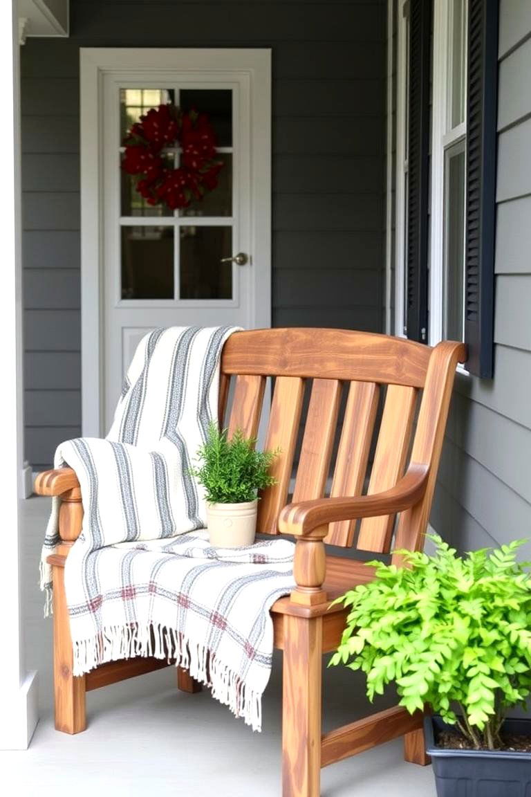 Install a Small Bench for Seating - 24 Small Front Porch Ideas