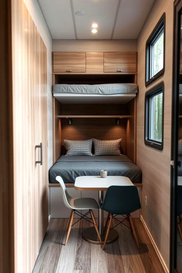 Install a Space Saving Murphy Bed - 24 One Room Cabin Interior Design Ideas