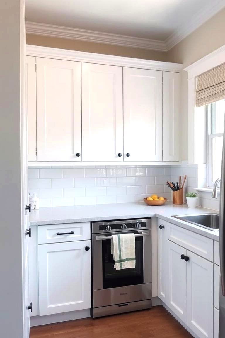 Install a White Shaker Style Cabinet - 24 Small White Kitchen Ideas