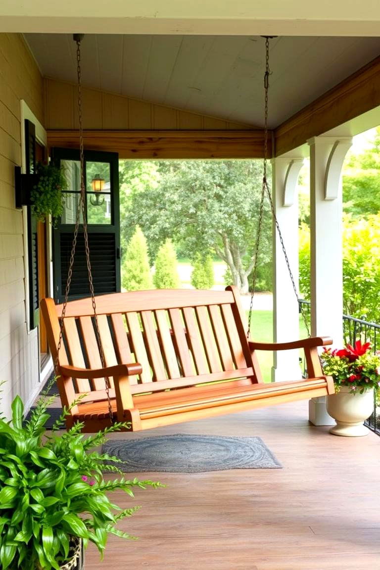 Install an Inviting Porch Swing - 24 Curb Appeal Inspiration for Ranch Homes