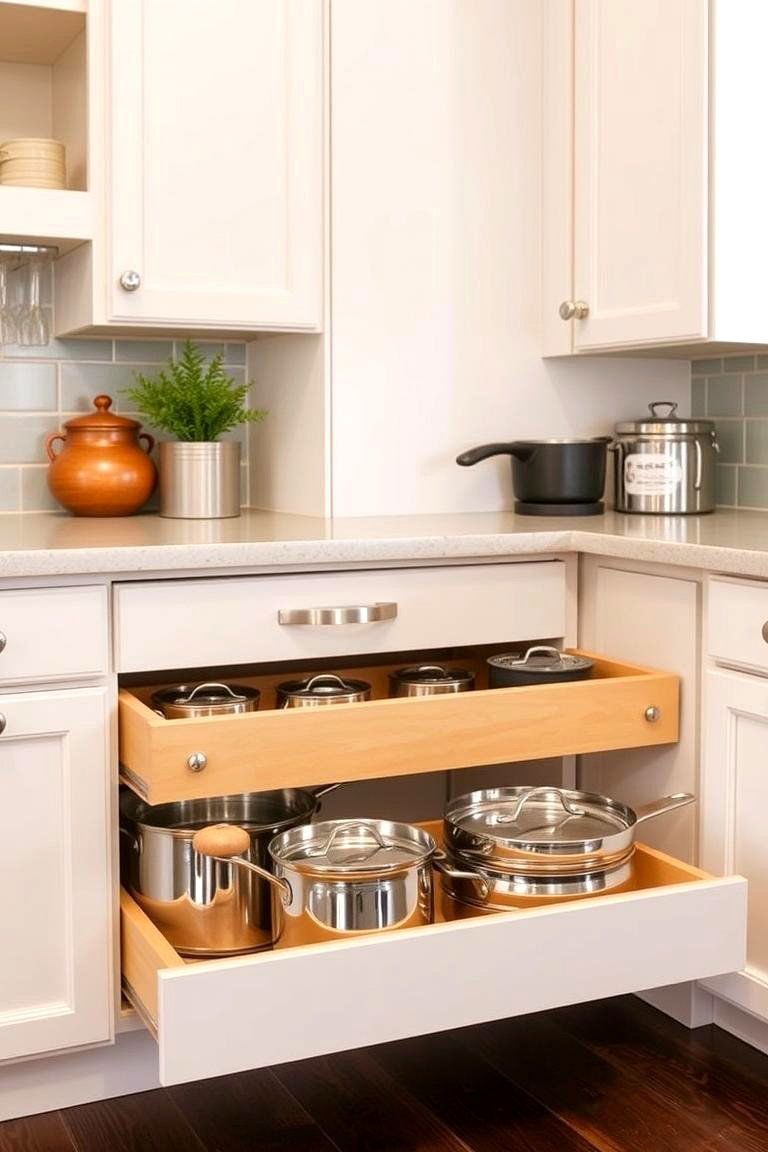 Installing Under Cabinet Drawers - 24 Pots and Pans Storage Ideas