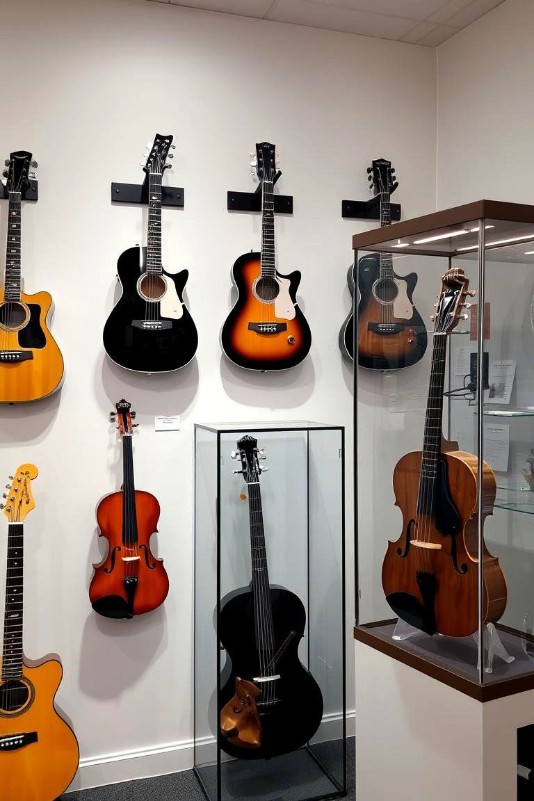 Instrument Display Showcase - 24 Music Room Ideas