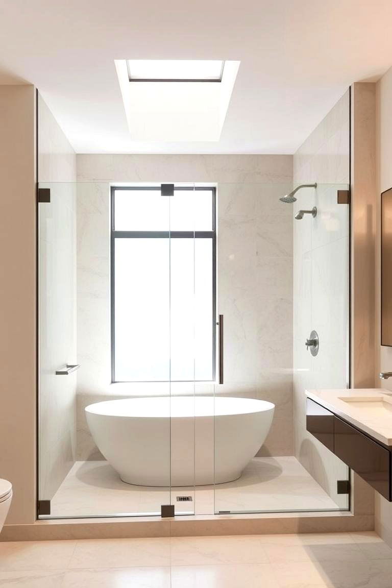 Integrate Glass Shower Doors - 24 Apartment Bathroom Ideas
