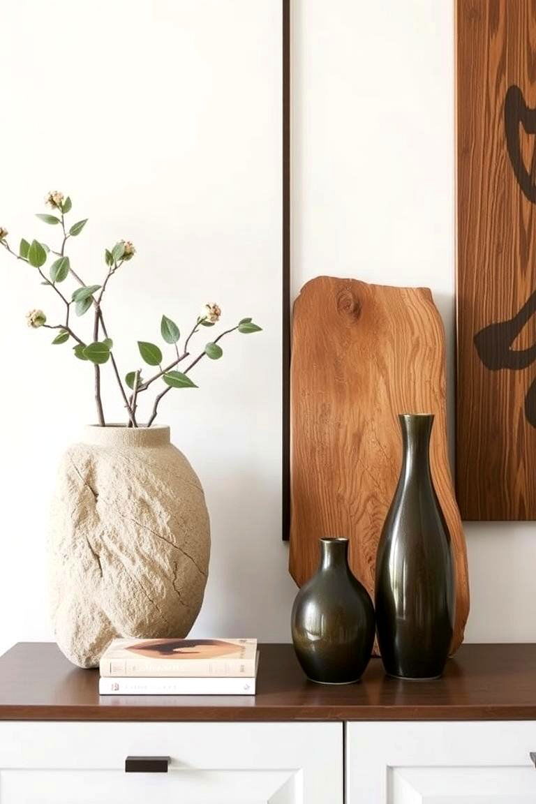 Integrate Natural Elements Like Stone or Wood - 24 Entry Table Decor Ideas