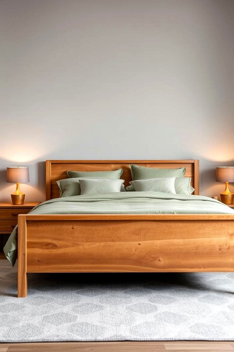 Integrate Natural Wood Accents - 24 Sage Green and Grey Bedroom Ideas