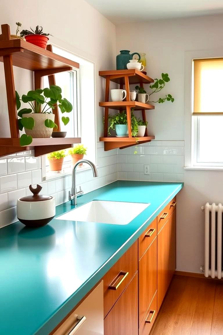 Integrate Open Shelving - 24 Mid-century Modern Kitchen Ideas