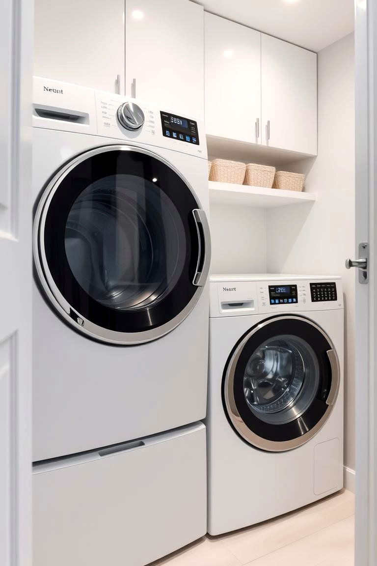 Integrate Smart Technology - 24 White Laundry Room Ideas