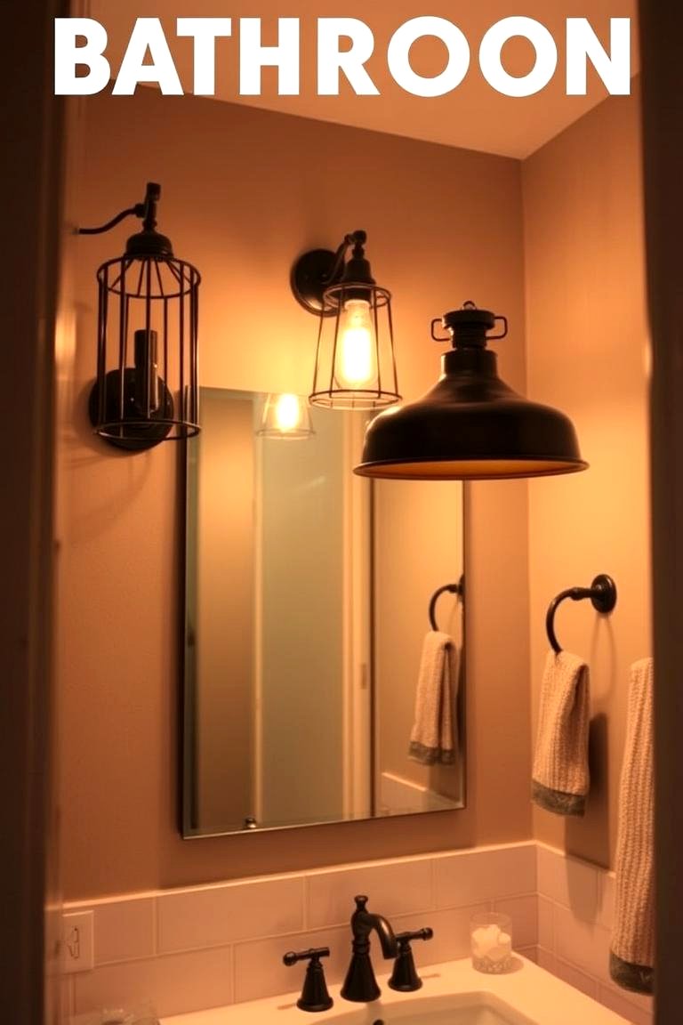 Integrate Unique Lighting Fixtures - 24 Masculine Bathroom Ideas