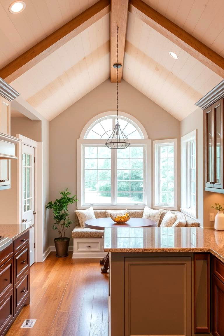 Integrate a Cozy Breakfast Nook - 24 Vaulted Ceiling Kitchen Ideas