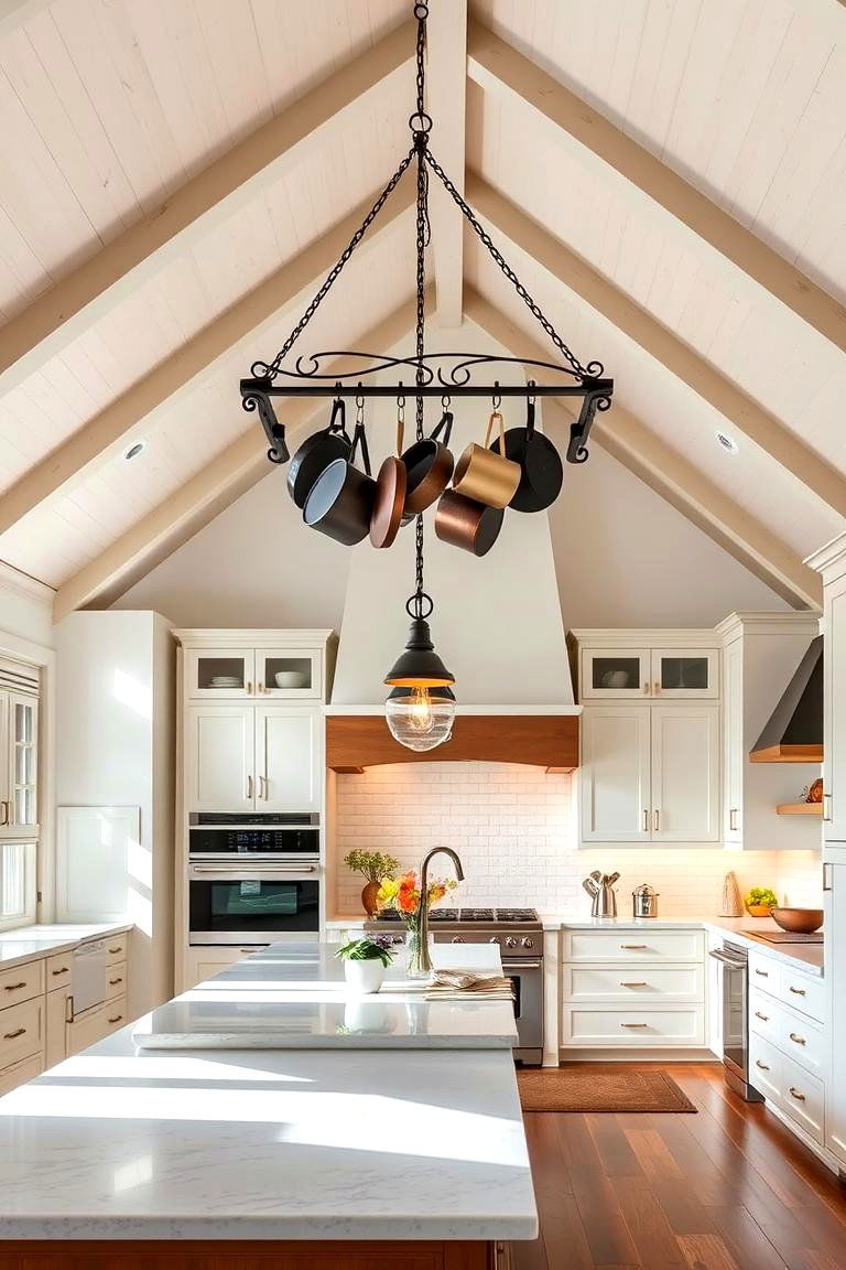 Integrate an Island with Overhead Features - 24 Vaulted Ceiling Kitchen Ideas