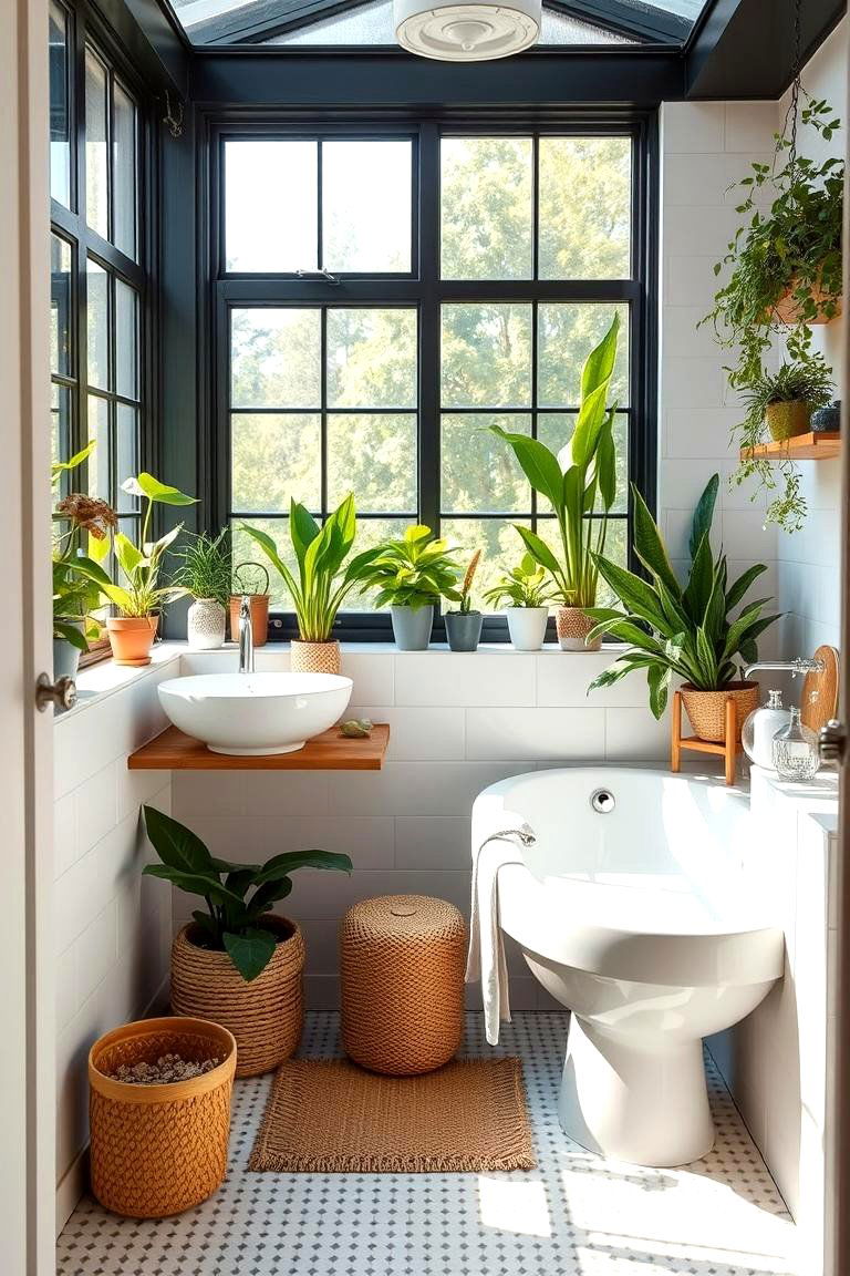 Integrated Air Purifying Plants - 24 Greenhouse Bathroom Ideas