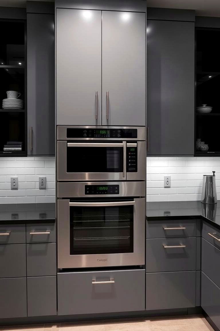 Integrated Appliances Innovation - 24 Kitchen With Gray Cabinets And Black Countertops Ideas