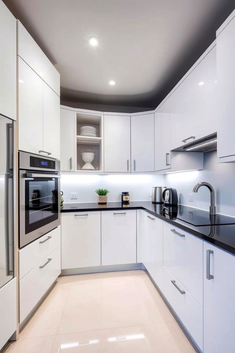 Integrated Appliances for a Seamless Look - 24 white kitchen with black countertops ideas