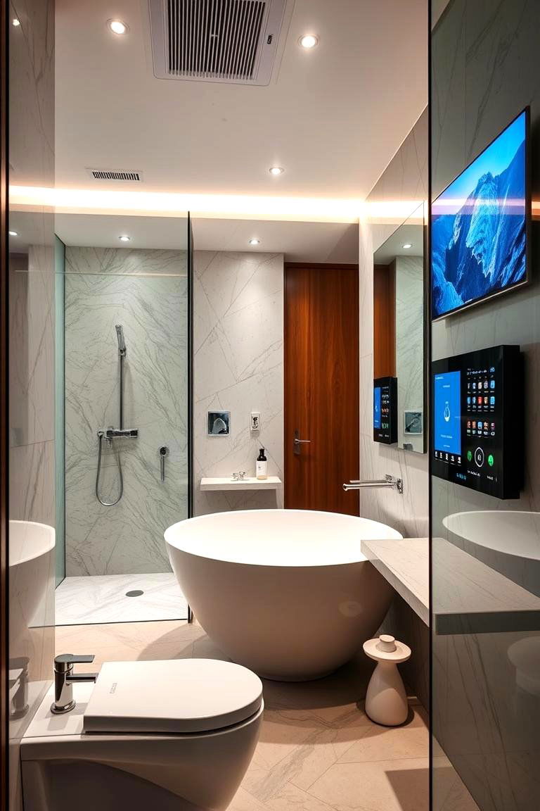 Integrated Audio and Visual Systems - 24 Large Bathroom Ideas