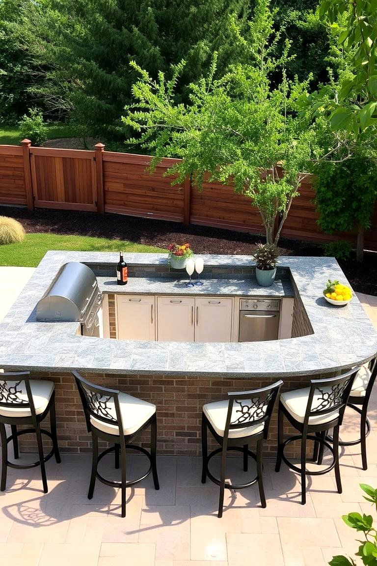 Integrated Bar Seating Kitchen - 24 L Shaped Outdoor Kitchen Ideas