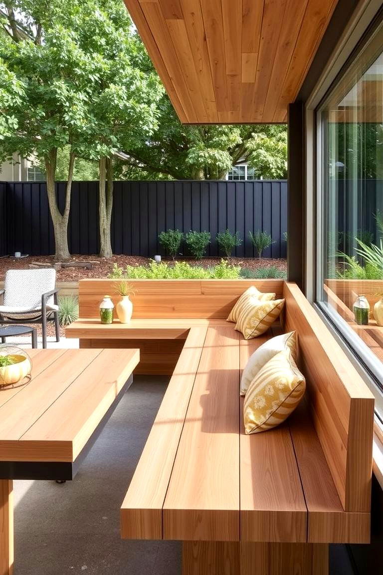 Integrated Bench Seating with Clean Lines - 24 Mid-century Modern Patio Ideas