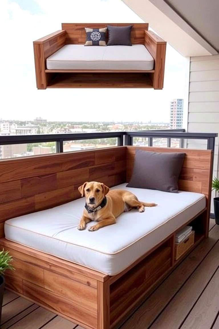 Integrated Bench and Bed - 24 Dog Balcony Ideas