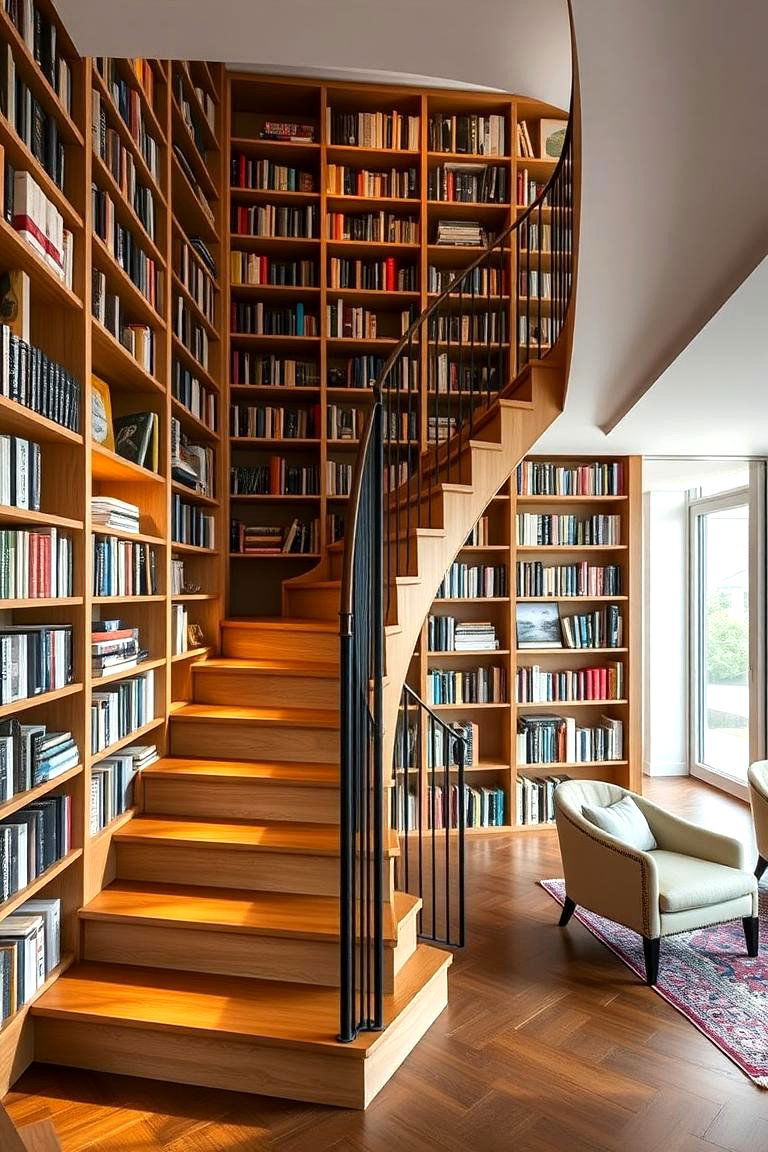 Integrated Bookcase Staircase - 24 Modern Staircases