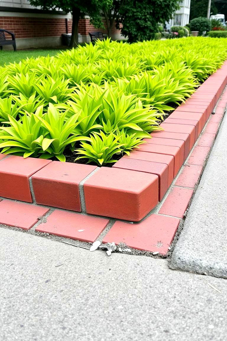 Integrated Brick Border with Greenery - 24 Brick Landscaping Ideas