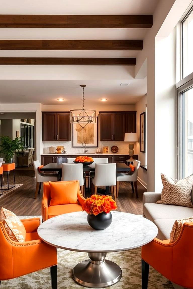 Integrated Burnt Orange Dining Accent - 24 Burnt Orange Living Room Ideas