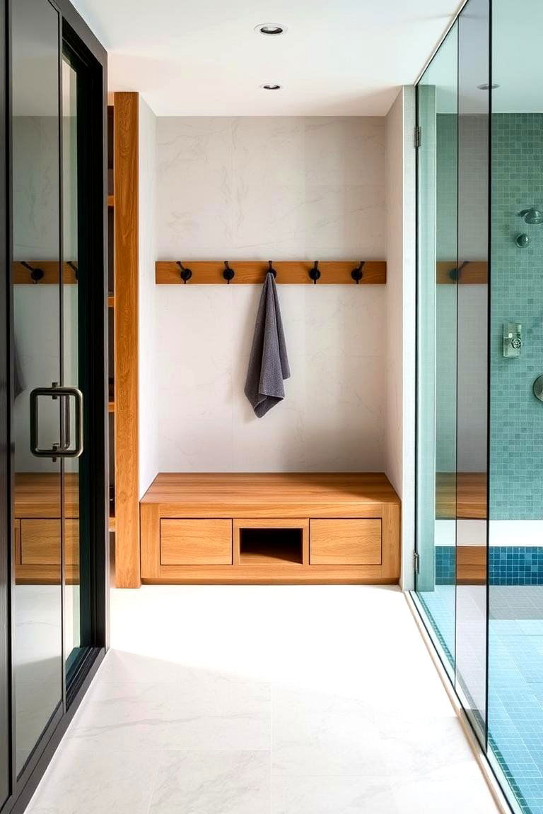 Integrated Changing Area - 24 Pool Bathroom Ideas