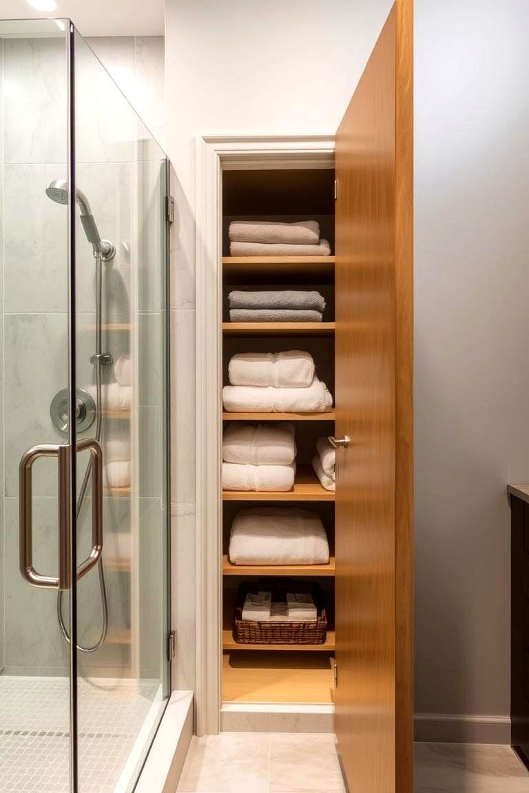 Integrated Closet with the Shower Area - 24 Bathroom Closet Ideas