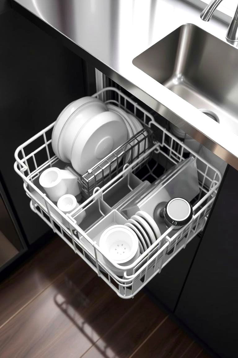 Integrated Dishwasher Caddy Solution - 24 Kitchen Sink Organization Ideas