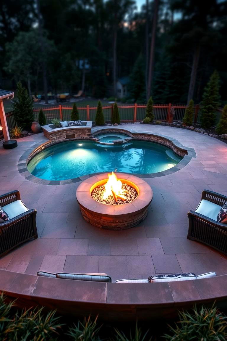 Integrated Fire Pit - 24 Pool Deck Ideas
