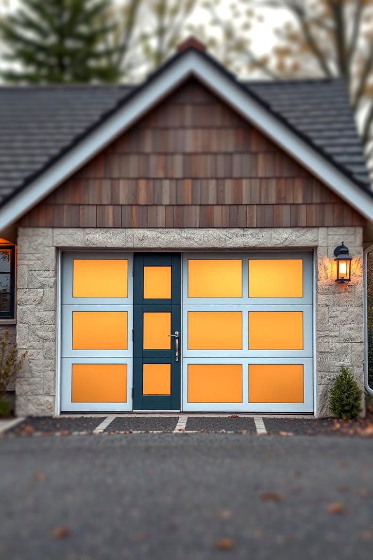 Integrated Garage with a Modern Door - 24 modern cottage house exterior ideas