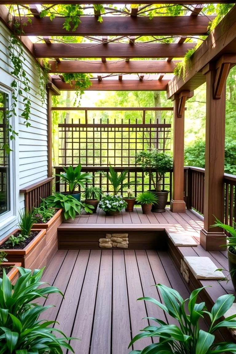 Integrated Garden Oasis Deck - 24 Ground Level Deck Ideas