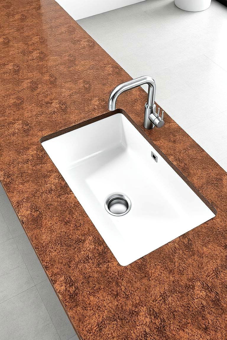 Integrated Granite Countertop Sinks - 24 Brown Granite Bathroom Ideas