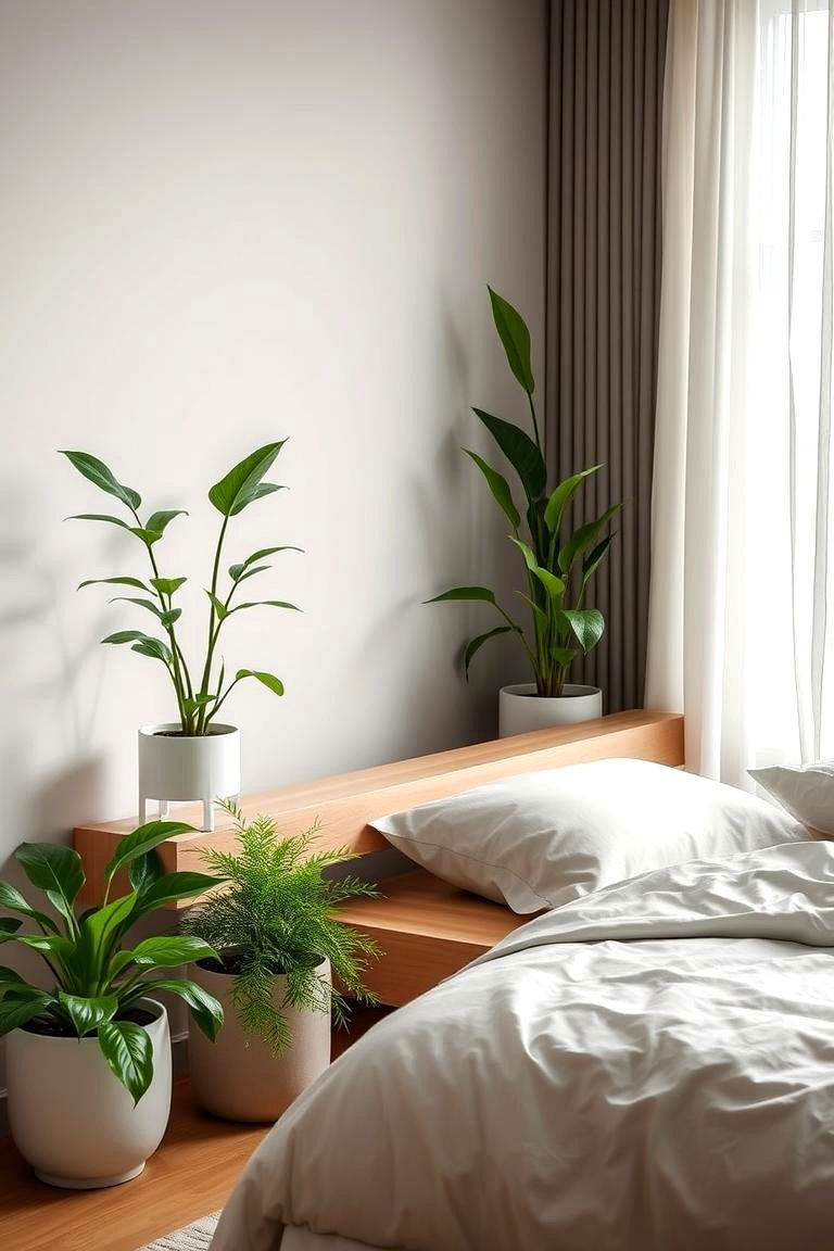 Integrated Greenery Elements - 24 Japandi Bedroom Design Ideas