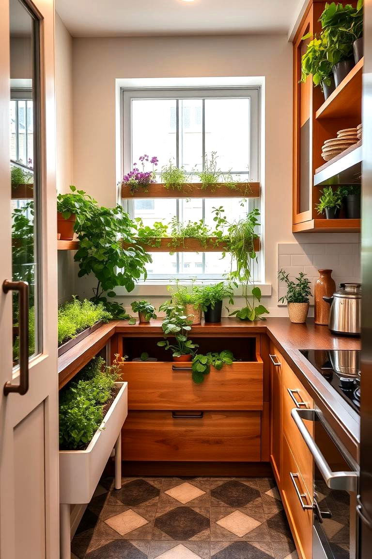 Integrated Herb Garden Kitchen - 24 Small Outdoor Kitchen Ideas