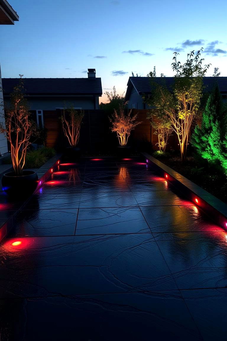 Integrated LED Landscape - 24 black concrete patio ideas