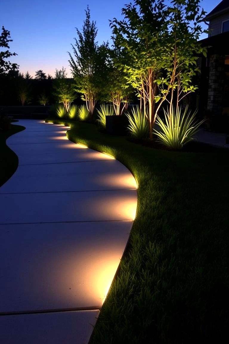 Integrated LED Lighting - 24 Concrete Paver Walkway Ideas