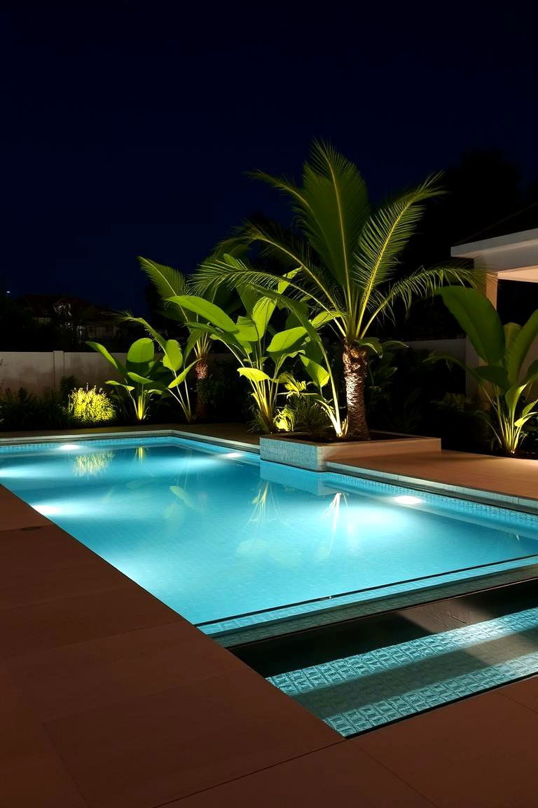 Integrated LED Lighting - 24 Tropical Pool Landscaping Ideas