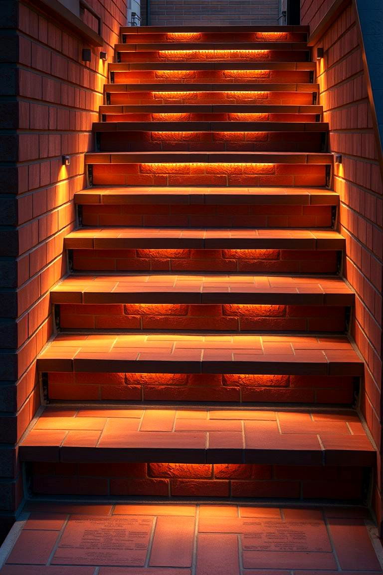 Integrated LED Lighting Brick Steps - 24 Brick Front Steps Design Ideas