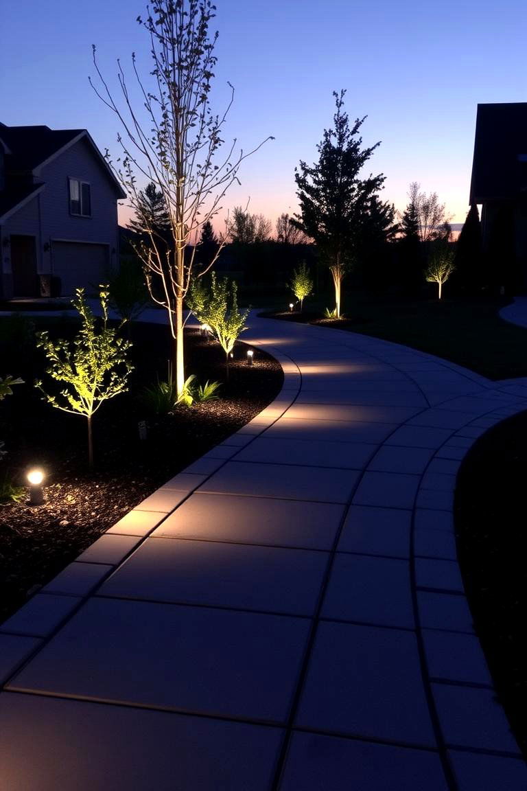 Integrated LED Lit Grey Paver Walkway - 24 Grey Paver Walkway Ideas