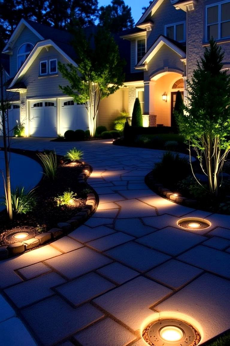 Integrated Landscape Well Lights - 24 Driveway Lighting Ideas