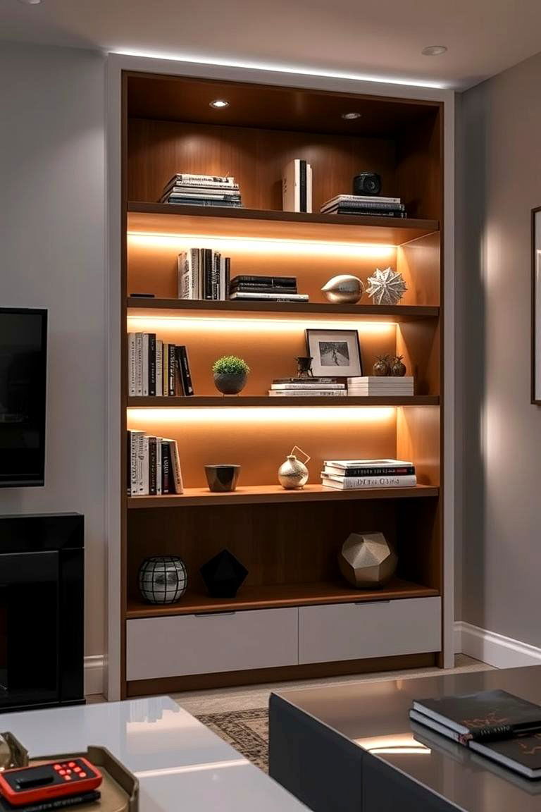 Integrated Lighting Bookshelf - 24 Built-in Bookshelf Ideas