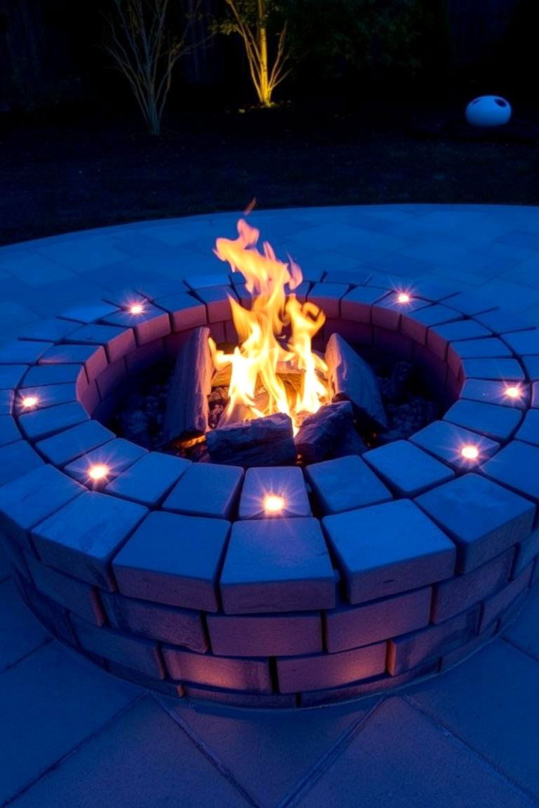 Integrated Lighting Brick Fire Pit - 24 Brick Fire Pit Ideas