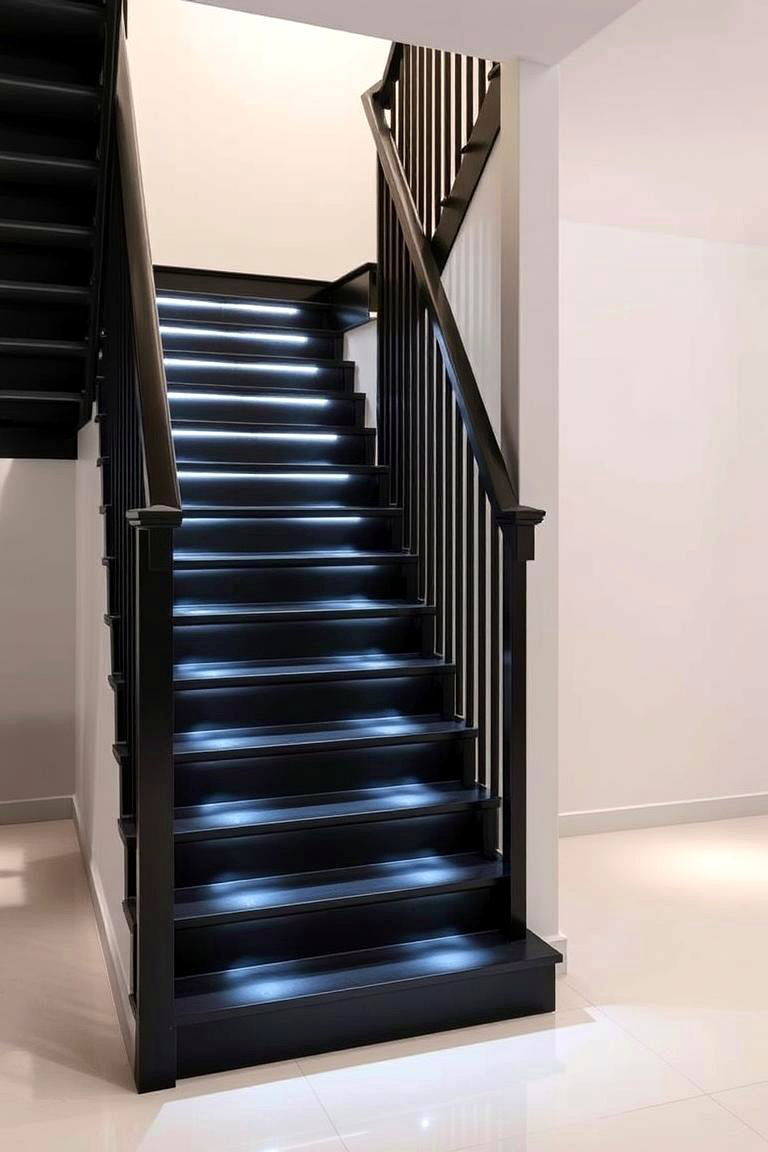 Integrated Lighting Effects - 24 black staircase ideas