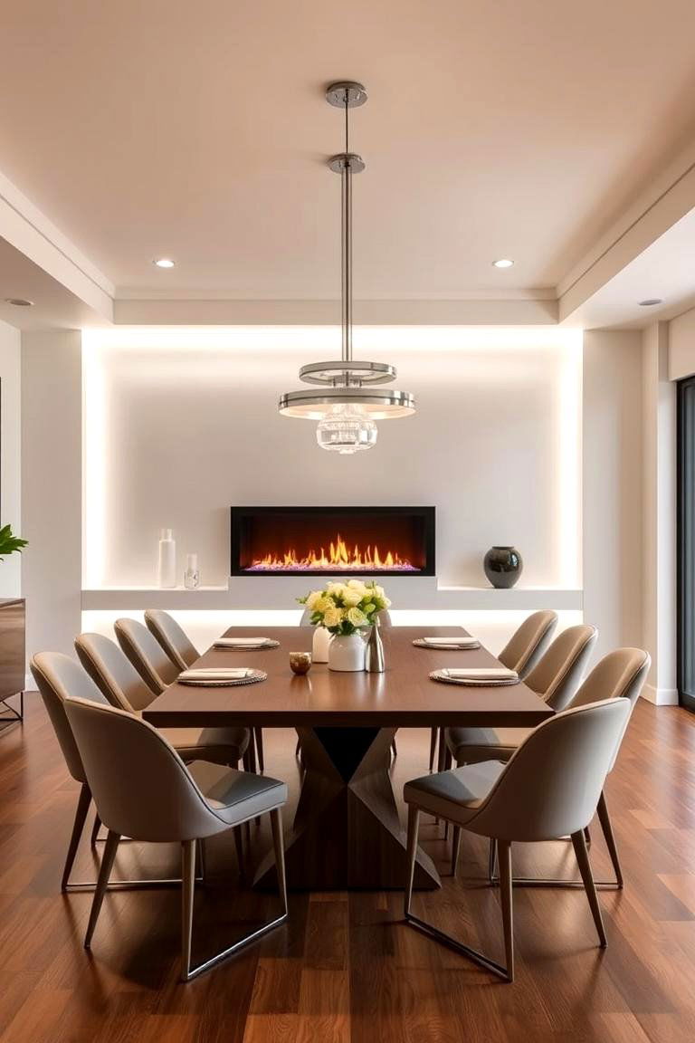 Integrated Lighting Enhancements - 24 Dining Room With Fireplace