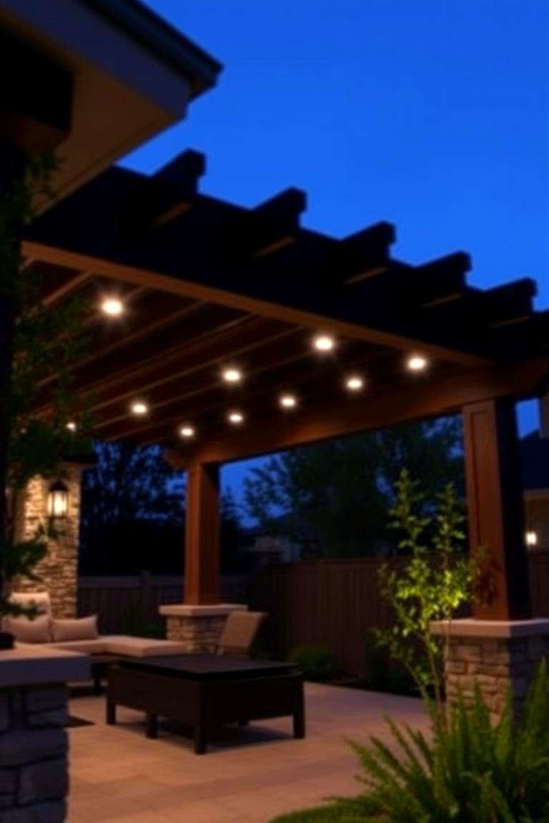 Integrated Lighting Pergola - 24 Small Patio Pergola Ideas