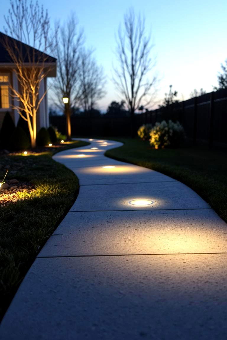 Integrated Lighting in Concrete Paths - 24 Concrete Walkway Ideas