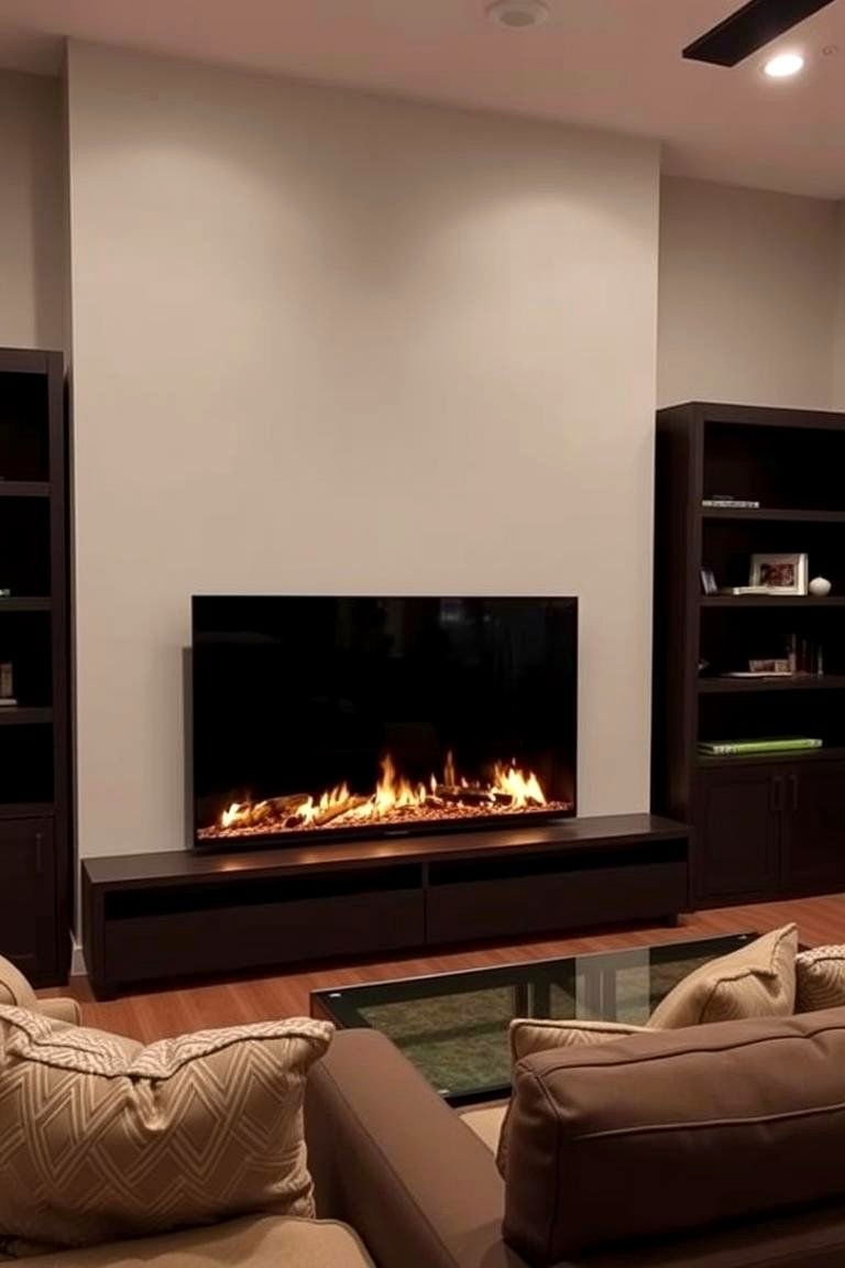Integrated Media Wall Fireplace - 24 Floor to Ceiling Fireplace Ideas