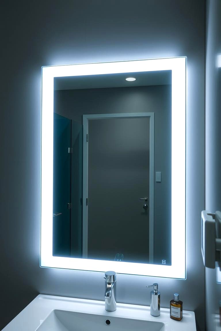 Integrated Mirror Lights for a Streamlined Look - 24 Bathroom Lighting Ideas Over Mirror