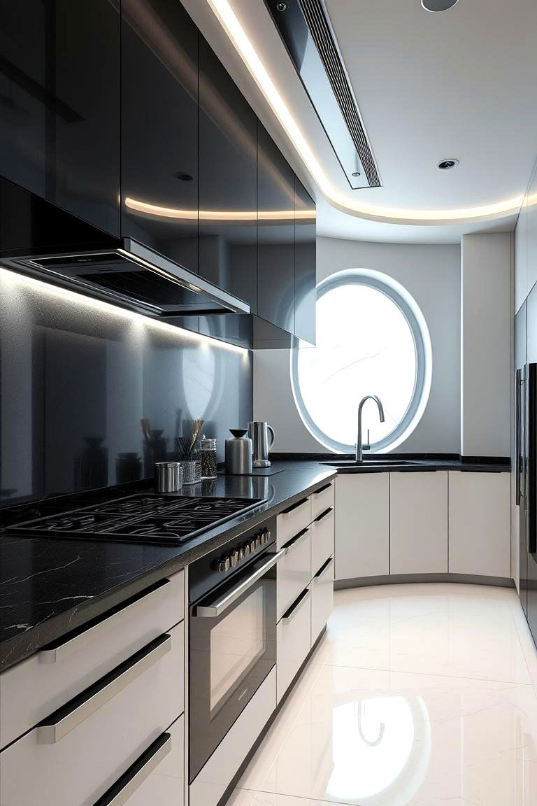 Integrated Modern Appliances - 24 Black Granite Countertops Kitchen Ideas
