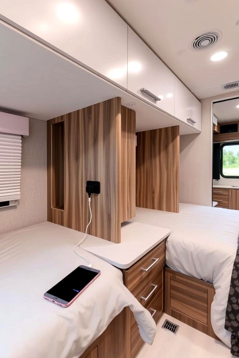 Integrated Nightstands with USB Charging Ports - 24 Rv Bedroom Ideas
